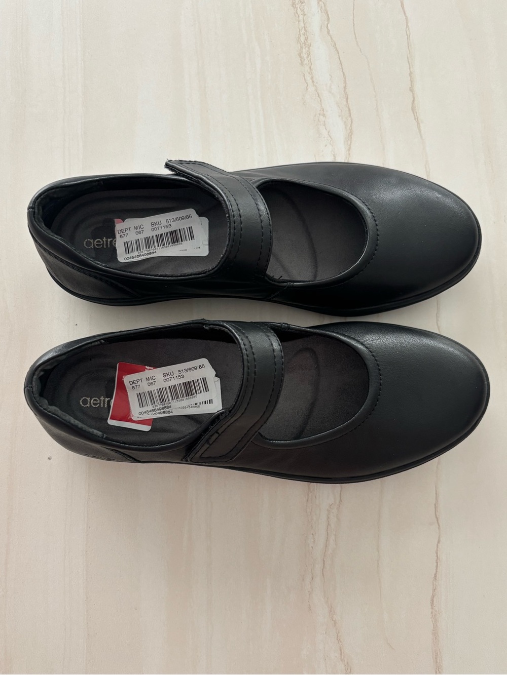 Aetrex Womens Erica Black Leather Comfort Insole Slip On Mary Janes Shoes